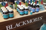 Blackmores vitamin pill bottles display