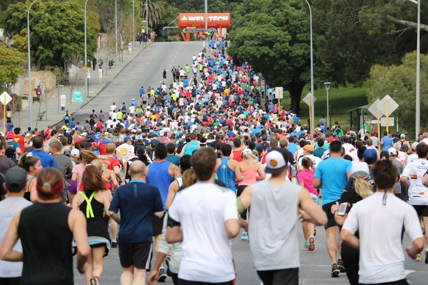Runners at the start of the 41st City to Surf in Perth