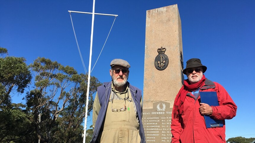David Lindsay and Bruce Farley standing at the Dudley War Memorial.