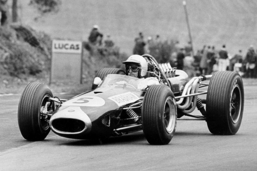Jack Brabham drives in the British Grand Prix in 1966.