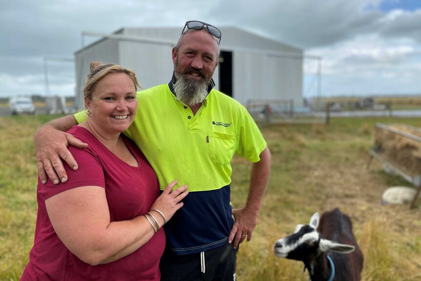 Alyssia and John Coates at the site of their new goat dairy