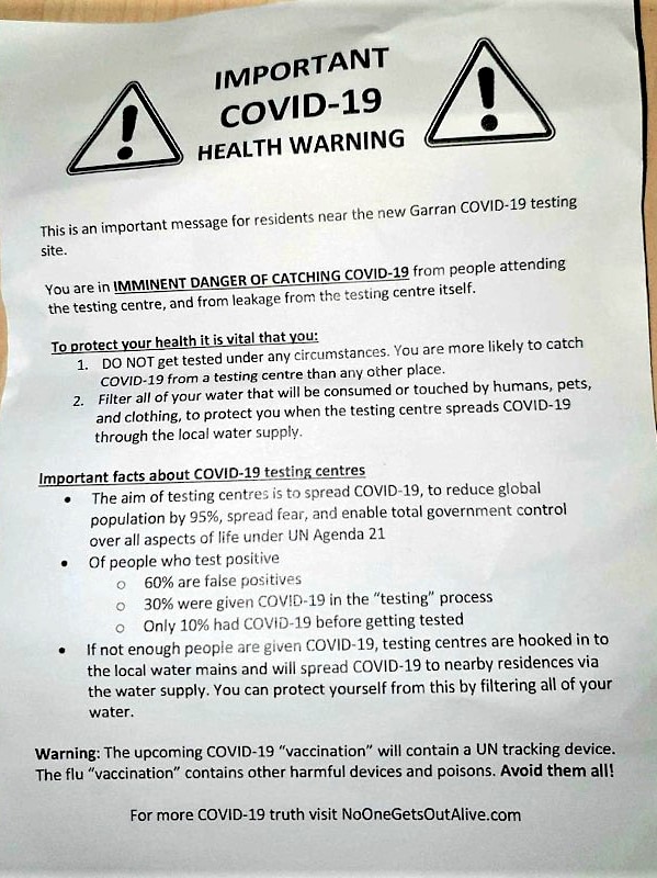 A letter shows false information about coronavirus.