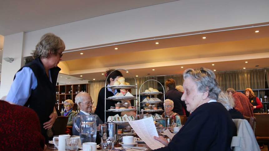 High tea is served as Hobart's Rotary club celebrates 90 years of service with 90 people aged over 90. July 29, 2014.