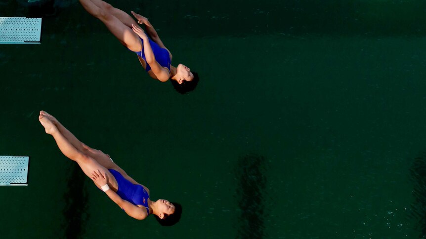 North Korea's diving team takes off