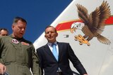 Tony Abbott inspects a new P-8 Poseidon maritime aircraft