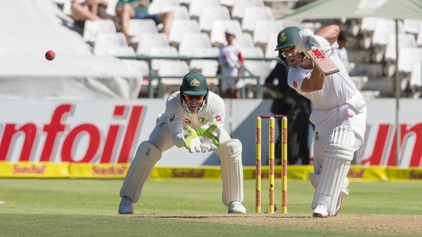 AB de Villiers drives against Australia in Cape Town