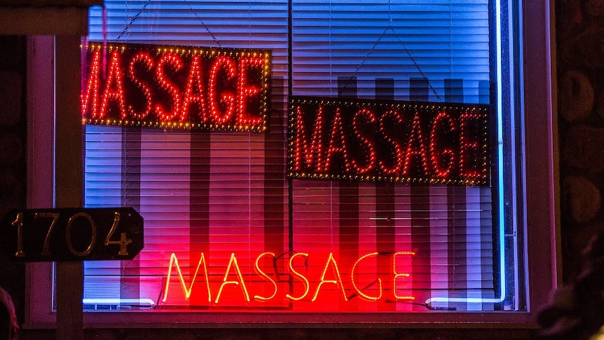 LED massage signs in a window