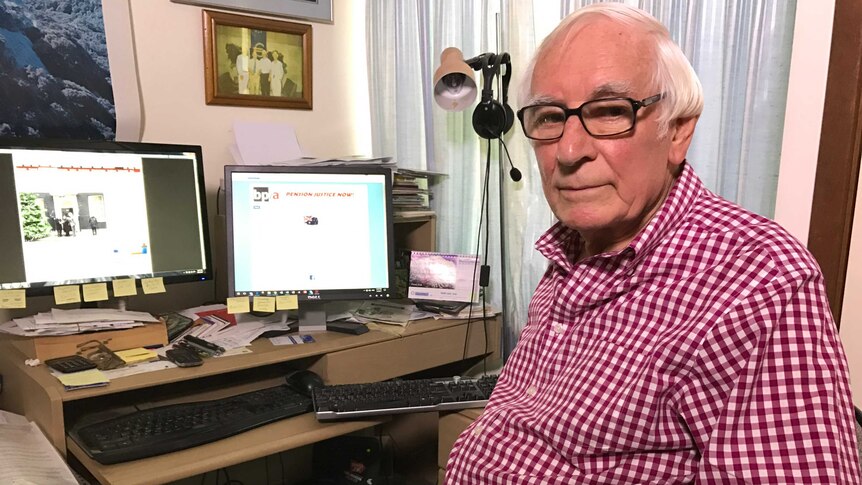 Jim Tilley sitting at his computer. January 2017.