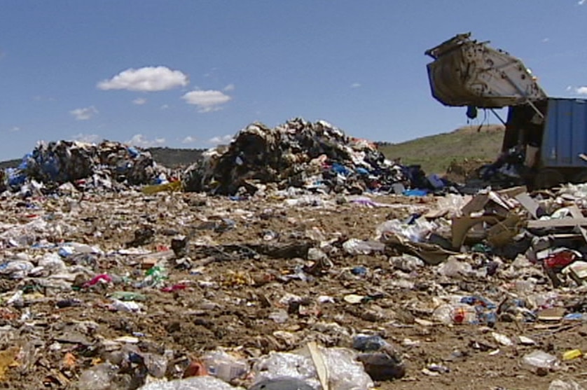 Video still: Wide shot of rubbish in a Canberra landfill - generic
