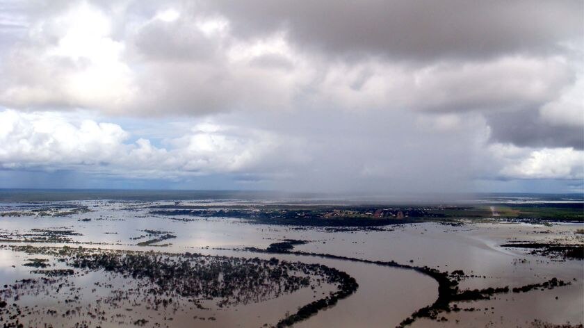 Floodwaters surround the north west Queensland town of Normanton