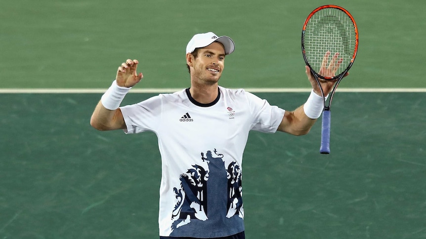 Andy Murray celebrates beating Juan Martin del Potro in the Rio Olympic Games final