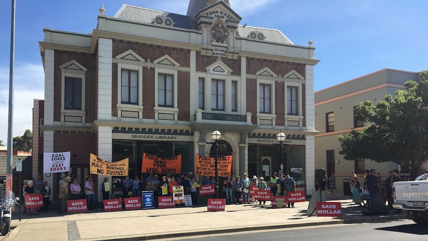 Residents turn out to protest against plans to extend Wilpinjong Mine in the Mudgee district
