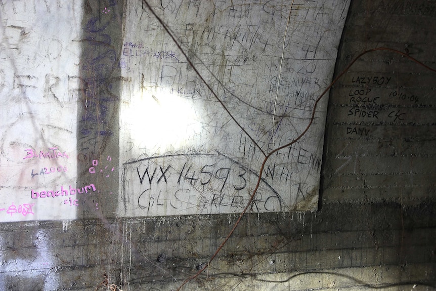 Graffiti across the ages in a Sydney tunnel