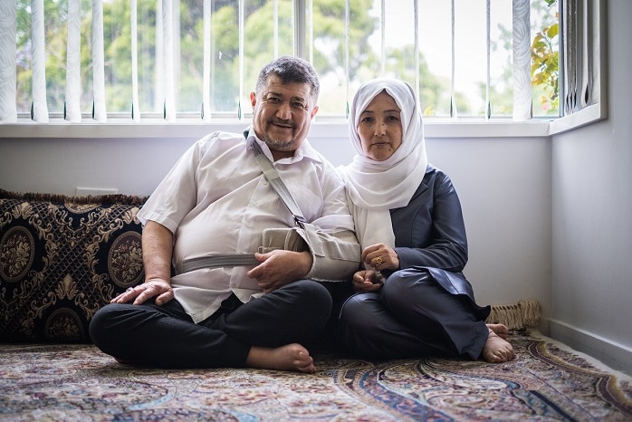 The parents of Ali Aqa Ashraf pictured in their home in Western Sydney.