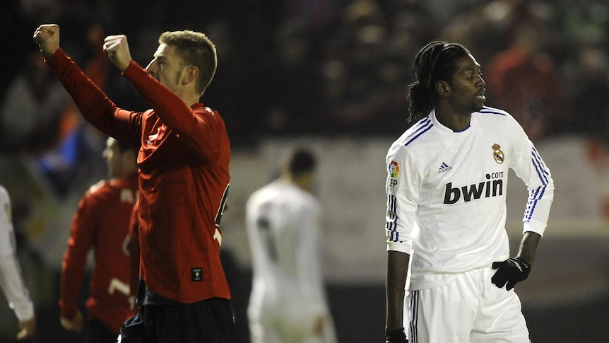 Unhappy welcome ... Emmanuel Adebayor's first game on loan to Real Madrid was a loss.
