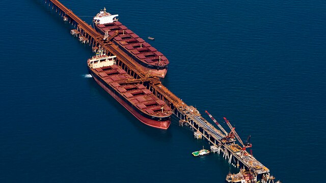 Cape Lambert iron ore shipments being loaded at Rio Tinto's facility.