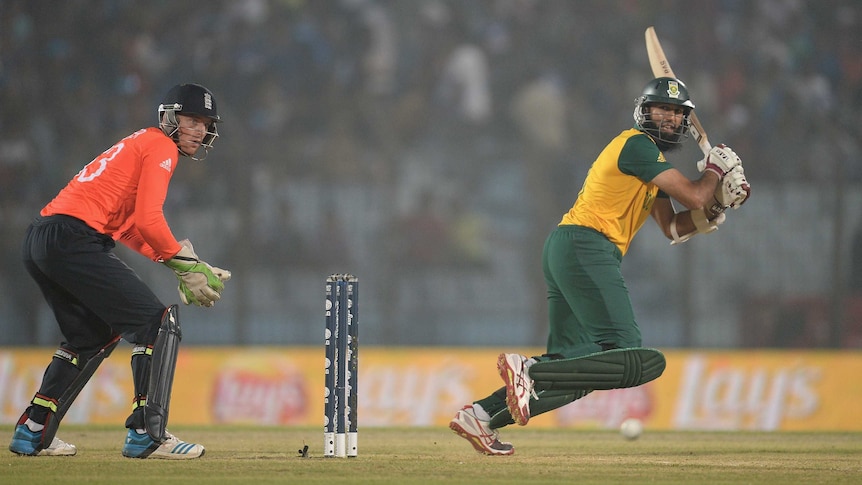 Chasing runs ... Hashim Amla bats during the Proteas' innings