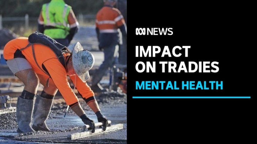 Impact on Tradies, Mental Health: A tradie works on wet cement.