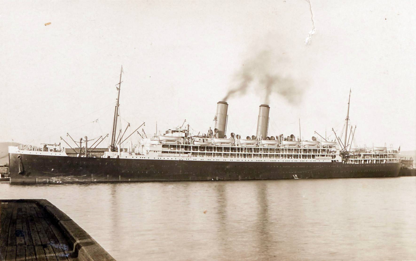 A postcard of an ocean liner at sea.