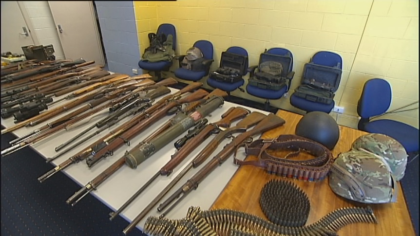Police in Hobart were alerted to the firearms and ammunition cache by a member of the public.