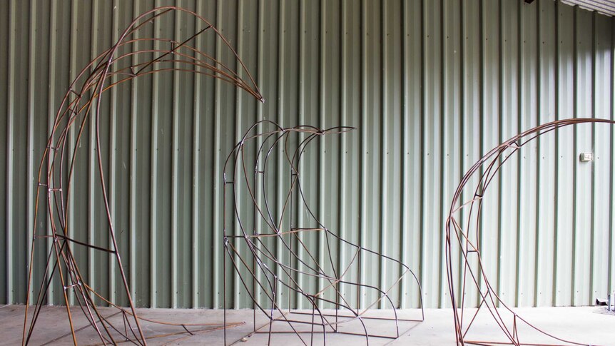 Three of the four wave structures the Sale Floral Art Group will use in their Melbourne exhibition.