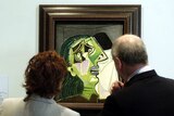 NGV director Gerard Vaughan and Mary Delahunty MP look at Picasso's Weeping Woman in 2005.