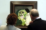 NGV director Gerard Vaughan and Mary Delahunty MP look at Picasso's Weeping Woman in 2005.