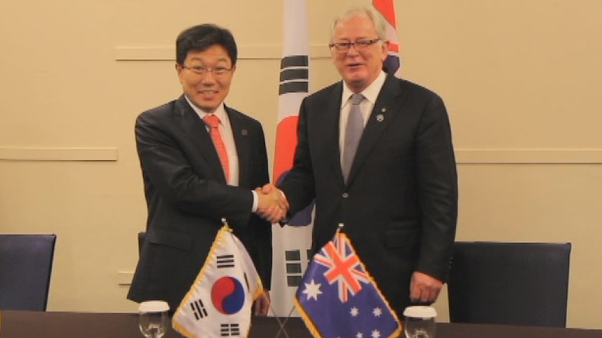 The Federal Trade Minister Andrew Robb signed a free trade deal with Korea