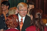 Kevin Rudd talks to students during youth forum