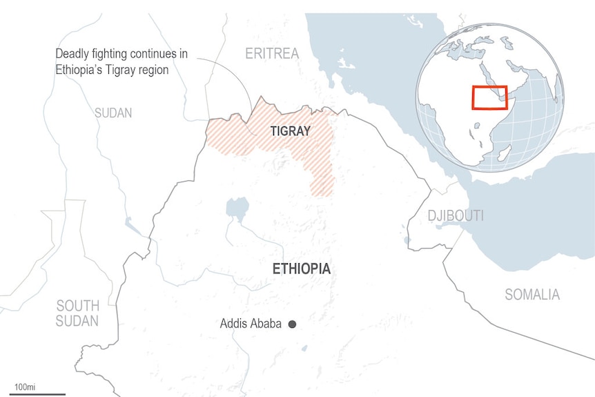 A map of the Tigray region in northern Ethiopia