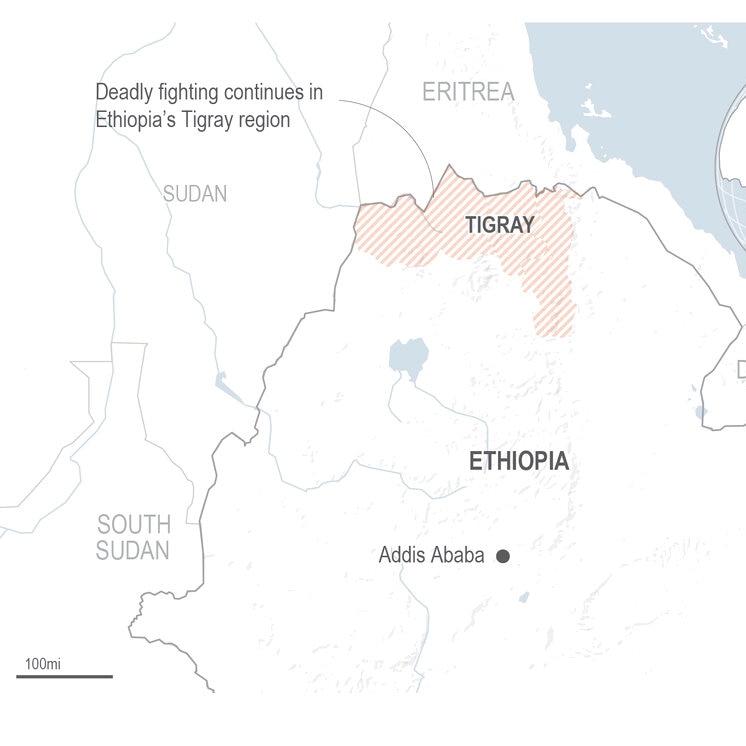 A map of the Tigray region in northern Ethiopia