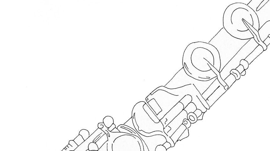 Line drawing of a flute.