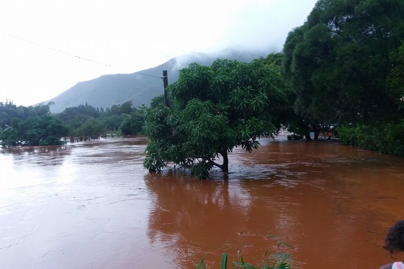 Rivers overflow their banks in  Houailou, New Caledonia.