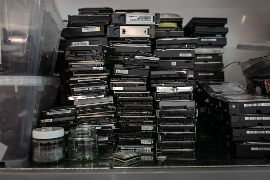 old technology  stacked up