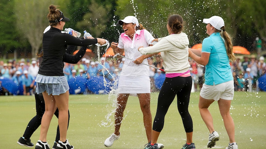 Cheyenne Woods celebrates Ladies Masters win