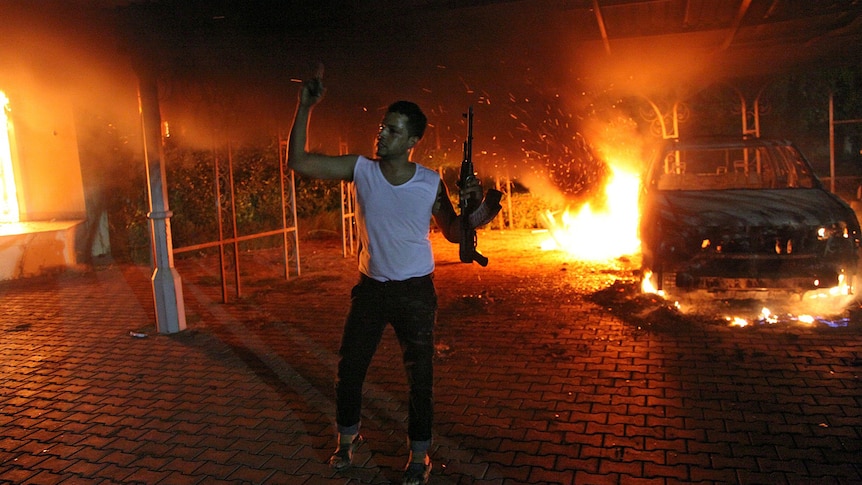 Man after the attack on the US consulate in Benghazi