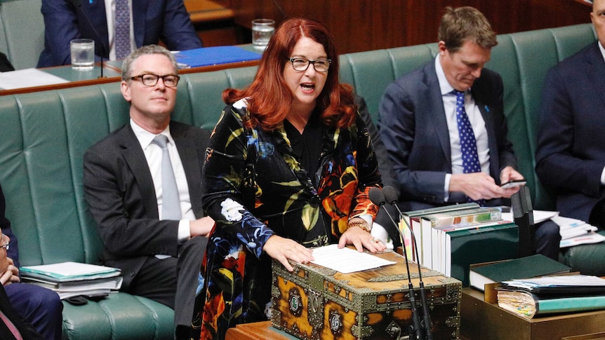 Minister Melissa Price addresses Parliament during Question Time