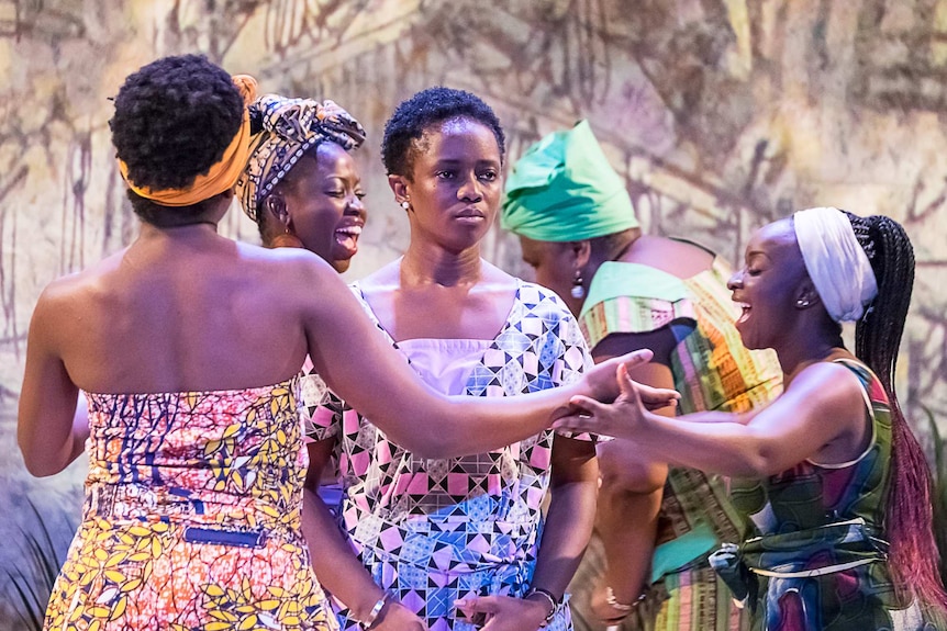 Aminata Conteh-Biger performing with the Baulkham Hills African Ladies Troupe at the Opera House