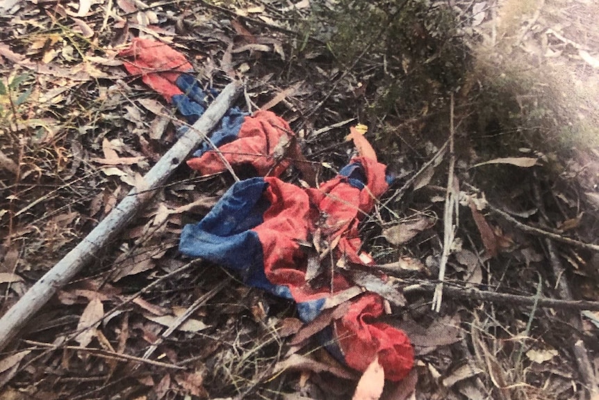 A Spiderman suit among leaves on the ground