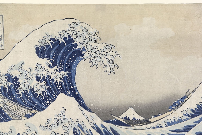 The original Great Wave off Kanagawa wave by artist Hokusai.