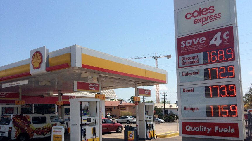 The Shell service station in Darwin's CBD on 23 September 2014. Unleaded $1.72