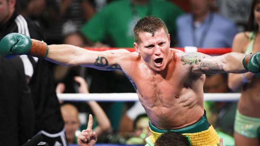 Australian boxer Danny Green acknowledges the crowd