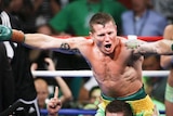 Australian boxer Danny Green acknowledges the crowd