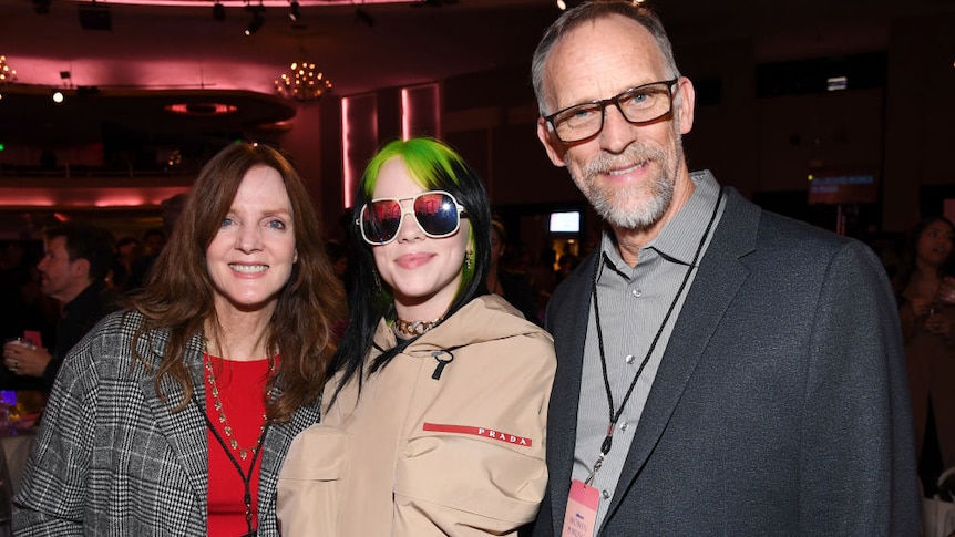Billie Eilish with her parents Maggie Baird and Patrick O'Connell at  Billboard Women in Music 2019