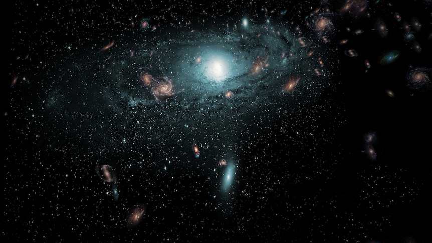 An artist's impression of the galaxies found behind the Milky Way.