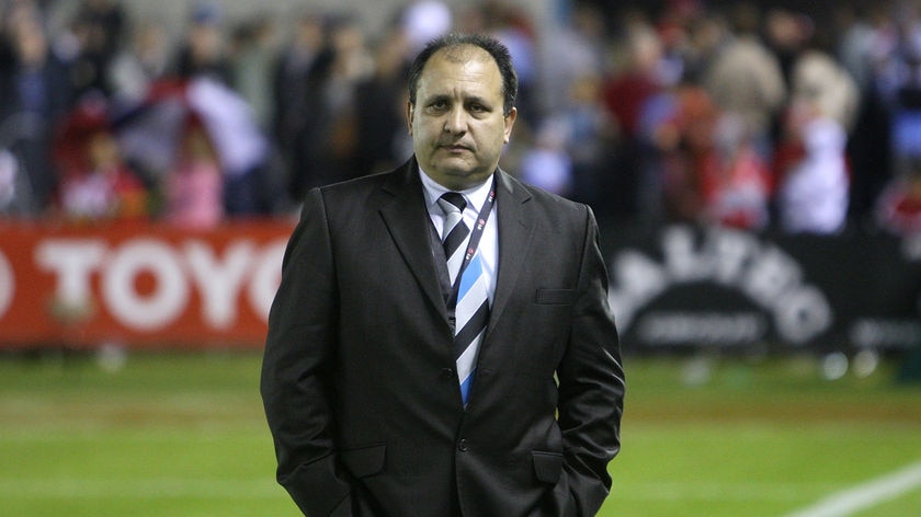 Sharks CEO Tony Zappia paces the sideline
