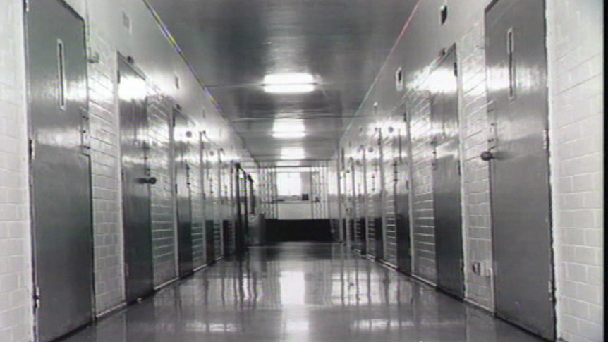 Doors along a youth centre corridor.