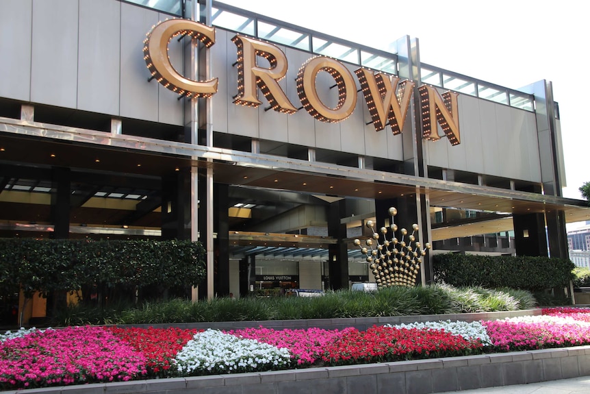 Flower beds outside the front entrance to Crown Casino in Melbourne.