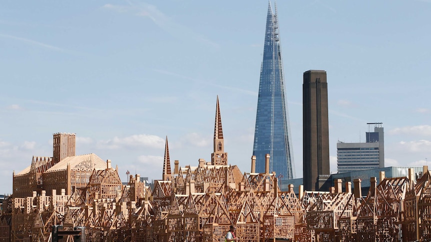 A 120-metre long sculpture of a 17th-century London skyline