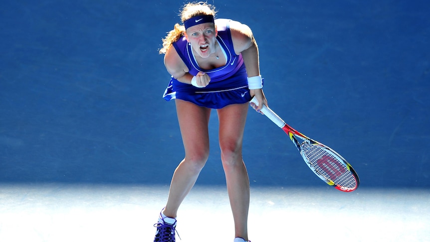 Petra Kvitova screams during her semi-final loss to Maria Sharapova at the Australian Open.